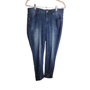 Hydraulic Women’s Slim Fit Midrise Jeans – Embroidered Lace‎ Hem – Size 10